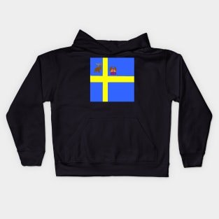 Sporty Swedish Design on Black Background Kids Hoodie